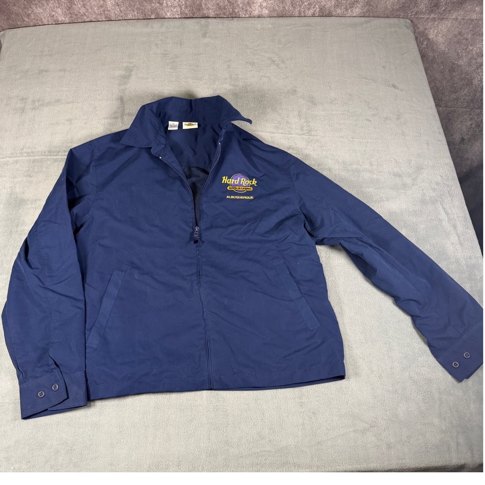 Hard Rock Hotel Casino Albuquerque Jacket Mens XL Navy Blue Full Zip Harrington
